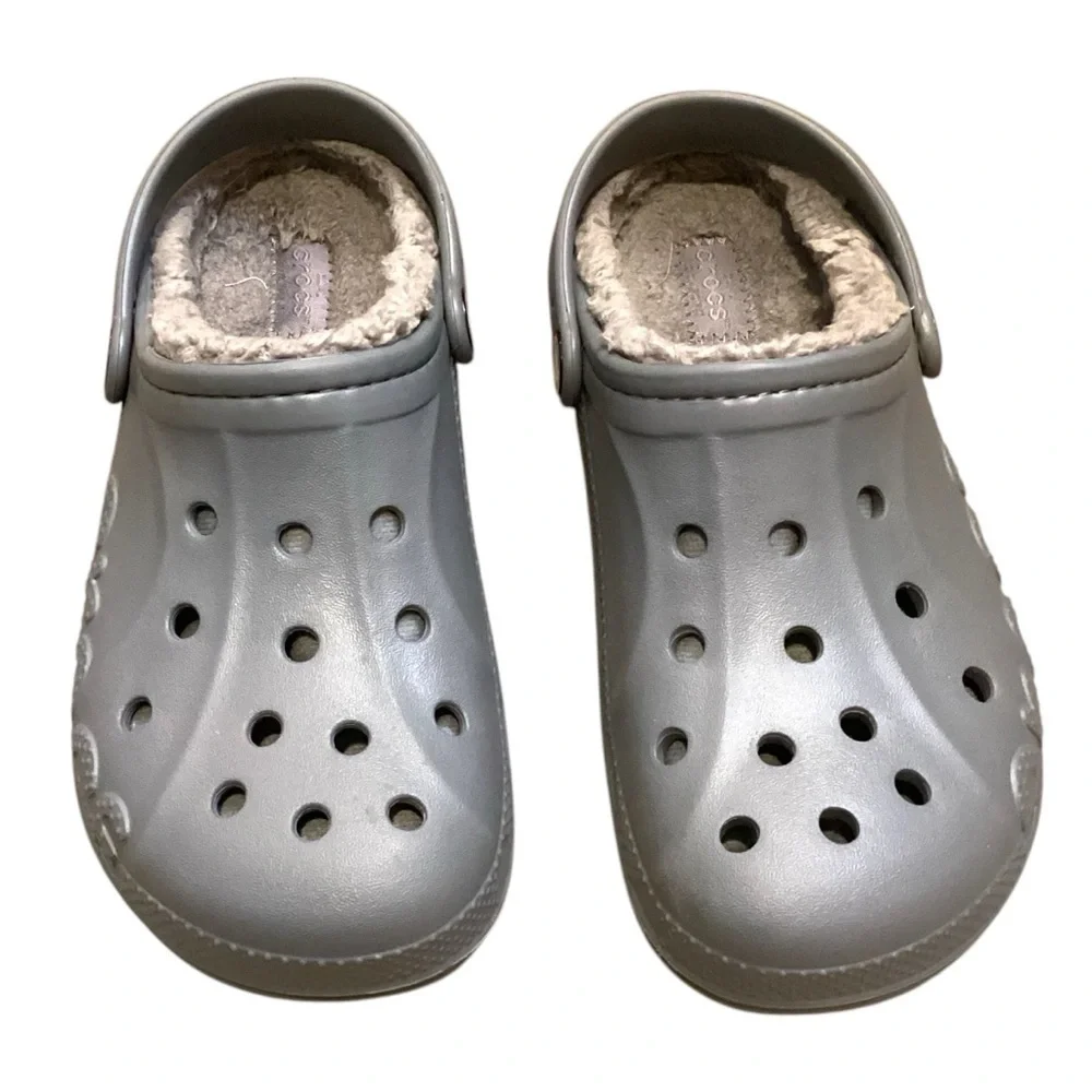 CROCS Kids Baya‎ Lined Clog, Light Grey - Size 3 Never Worn Style 207500